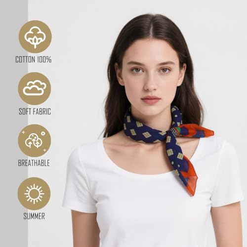 Large Cotton Bandana Lightweight Head Hair Scarf Headbands Wraps Cover Handkerchiefs for Women Men 25 x 25 inch - color: Rt15