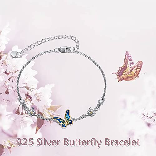 YAFEINI Ankle Bracelets for Women Sterling Silver Mermaid Turtle Ladybug Butterfly Moon Star Pineapple Anklet Link Chain Anklets Jewelry Gifts for Women - style: Butterfly anklet