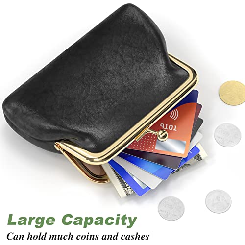 Coin Purse, Small PU Leather Change Purse, Coin Wallet with Clasp, Car Change Holder Pouch for Woman Men Kids Girls, Black - color: Black