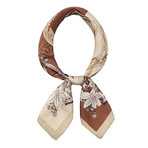 RIIQIICHY Women Head Hair Scarf Like Satin Silk Scarf Sleeping Hair Wrapping Night 27.5" - color: Khaki/Brown/White/Coffee