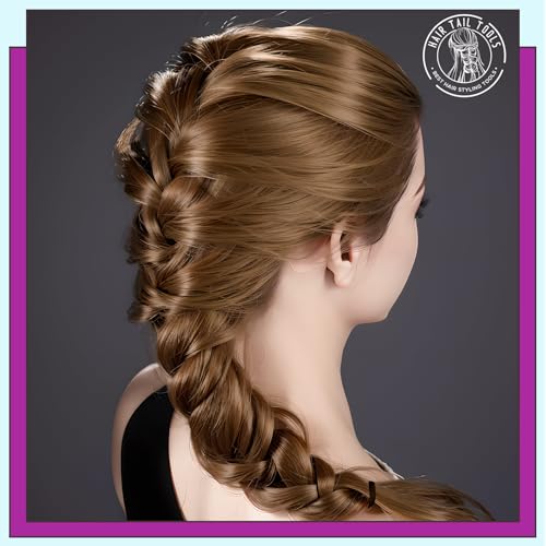 Teenitor 4pcs Pony Hair Tail Accessories, 2 Pairs French Braiding Tool, Turvy Styling Tool for Women Girls, Ponytail Pull Through Tool Purple/Blue - color: Purple/Blue