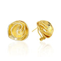 Mytys Two Tone Earrings for Women Gold and Silver Crossover Half Hoop Statement Earring Designer Stud Earrings - color: flower Gold
