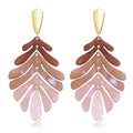 ARATLENCH Acrylic Pendant necklace Earrings – Long Statement Leaf Charm Necklace Tortoise Resin Palm Leaf Earrings Fashion Necklaces Earrings for Women - color: brown