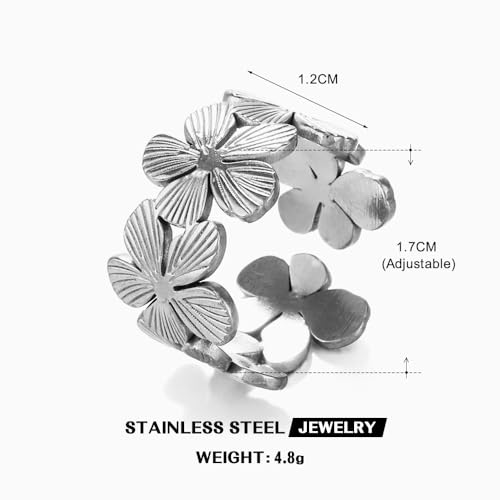 Thumb Rings for Women Chunky Gold Rings for Women Non Tarnish Stainless Steel Adjustable Rings Thumb Silver Ring Wave Curve Ring Dainty Unique Rings - style: 2 - S