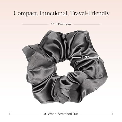 Kitsch Satin Hair Scrunchies for Women, Softer Than Silk Scrunchies for Hair - No Damage Satin Hair Ties, Ponytail Holders | Ideal Gifts for Women, 2pc (Blush/Charcoal) - color: Blush/Charcoal