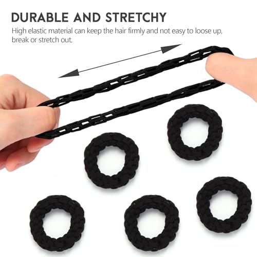 Youxuan Elastic Hair Ties for Women - No Damage, No Slip, No Pull Hair Bands - Comfortable Handmade Braided Polybands for Girls - 10-Pack Black Polyester Scrunchies - color: Black-BZ