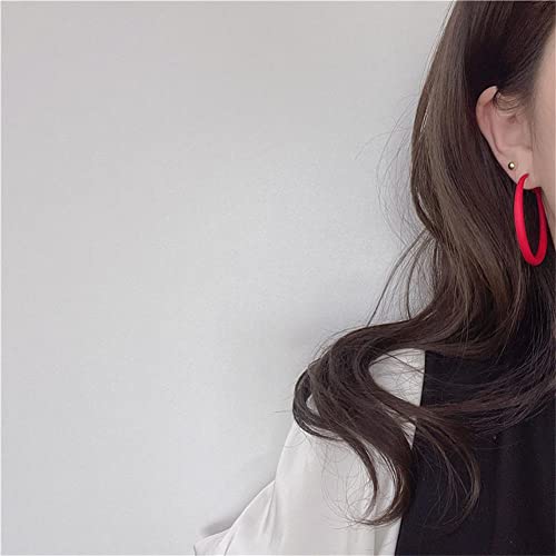 Colorful Matte Hoop Earrings 80s Hoop Earring Retro Earrings Neon Earrings Bright Fluorescence Round Hoop Earings for Women - color: red