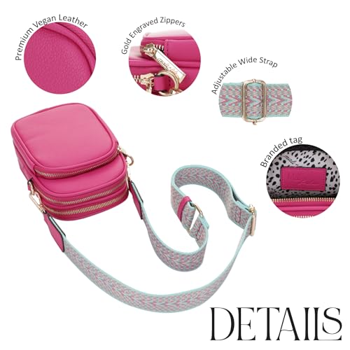 Mali+Lili, Josie Triple Zip Crossbody Bag - color: Fushia