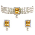 Aheli Ethnic Choker Necklace Earrings Wedding Bollywood Party Jewelry Set Gift for Women - color: Champagne
