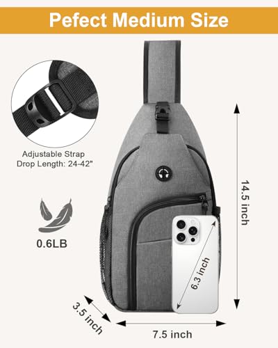Pritent Crossbody Bags for Women Man Waterproof Sling Bag Backpack Trendy Casual Cross Body Bag with Convertible Shoulder Strap Chest Bag for Camping Hiking Travel Essentials (Grey, Medium) - color: Light Grey, size: Medium