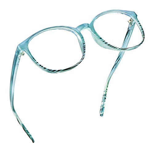 LifeArt Round Blue Light Blocking Glasses, Computer Glasses, Gaming Glasses, TV Glasses for Women Men (Striped Blue, No Magnification) - color: 15_days_stripe Blue, size: +0.00(No Magnification)