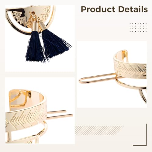 Tassel Hair Stick For Women, Hair Cuff Bun Set, Decorative Round Top Bun Holder Cage