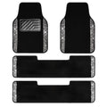 CAR PASS 3 Row Bling Diamond Car Mats Shining Carpet Rhinestones Sparkly Glitter Floor Mats Anti-Slip PVC Heel Pad Universal for Automotive SUV,Sedan,Van, 3rd Row 2 Rear for Girl Women, Black Silver - color: Black White