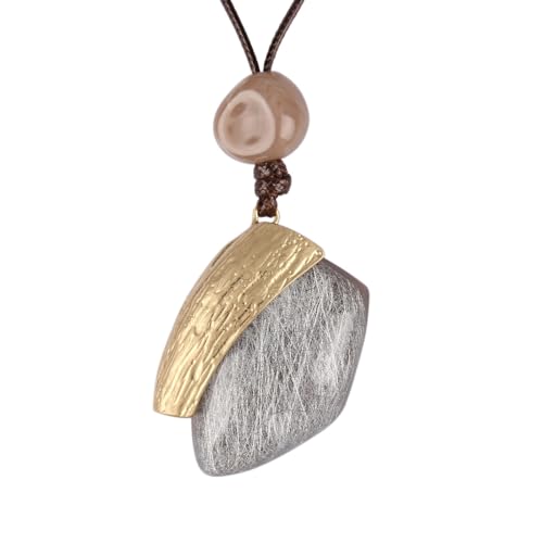 JAOYU Bohemian Necklaces for Women Leather Necklace Wood Pendant Choker Long Brown Necklace Chunky Circle Boho Hippie Jewelry - style: Boho Statement Necklace