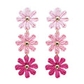 Raffia Flower Earrings Boho Handmade Straw Wrapped Drop Dangle Earrings for Women Summer Beach Jewelry - color: pink