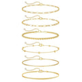 DEARMAY 14K Gold Plated Ankle Bracelets for Women Waterproof - Dainty 6Pcs Anklets Layered Cuban Link Chain Herringbone Cute Anklets Set Pack Summer Beach Jewelry Gift for Women Teen - color: Gold Anklet B
