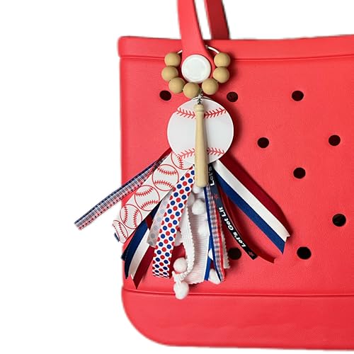 Baseball Softball Soccer Football Volleyball Sports Mom Charms for Bogg Bag Accessories Tassel Backpack Gifts - style: Baseball