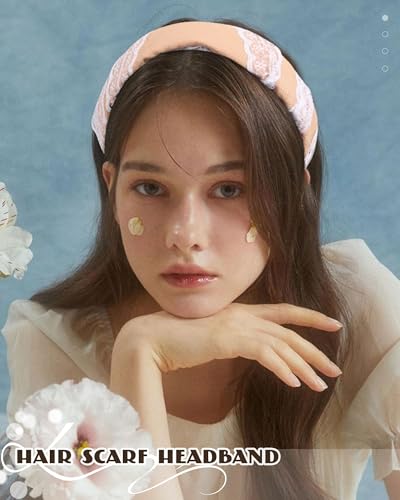 Molans 3PCS Triangle Headband Scarf for women - Fashion Kerchief Accessories with Lace Trim Adjustable Bohemian Hair Bandanas