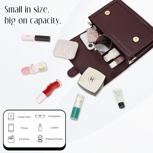 KKXIU Crossbody Bags for Women - Top Handle Purses for Lady, Leather Handbags Shoulder Clutch with Adjustable Shoulder Strap - color: Wine