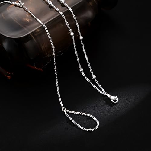 Hand Chain Bracelet for Women Trendy, Dainty Silver Beaded Finger Ring Bracelet Non Tarnish Minimalist Adjustable Simple Cute Silver Bracelets Waterproof Fashion Jewelry - color: Silver-01