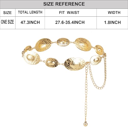 Luvatar Fashion Metal Waist Chain Belt Blouse Dress Sweater Chain Belt… - color: Gold-e5