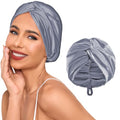 Adjustable Silk Satin Hair Bonnet for Sleeping Women, Double Layer, Silk Hair Wrap for Sleeping Women Men, Curly Natural Braid Straight Unisex - Slate Grey - color: Slate Grey