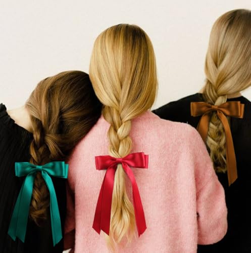 Hair Bows for Women Clips Hair Ribbons Bow for Girls Fall Fashion Hair Accessories, Black & Brown - color: Black & Brown