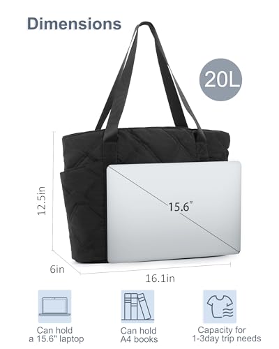 SUPACOOL Tote HandBag for Women, Womens Crossbody Purse Bags, Lightweight Womens Tote Handbags, Quilted Puffy Totebag - color: Full Black, size: Large
