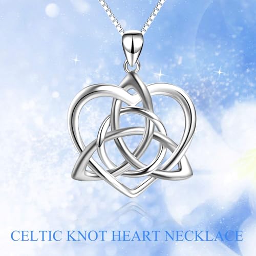 Celtic Jewelry Necklace Gifts Sterling Silver Good Luck Irish Vintage Triquetra Trinity Celtics Love Knot Pendant Necklace Christmas Gifts for Women Mother - style: Celtic necklace-Silver