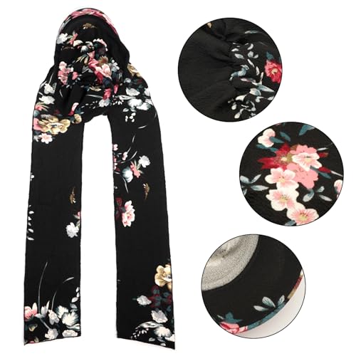 XYIYI Chemo Headwear for Womens Cancer Patients, Head Scarf Chemotherapy Headwraps Hat - color: Black Flower