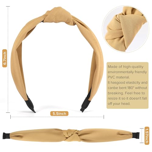 DiyJibb Headbands for Women Girls - 6PCS Stylish Top Knotted Headbands - Knotted Headband for Women - Head Bands Wide Hairband Hair Accessories - color: pink，yellow，white，red，black，light pin