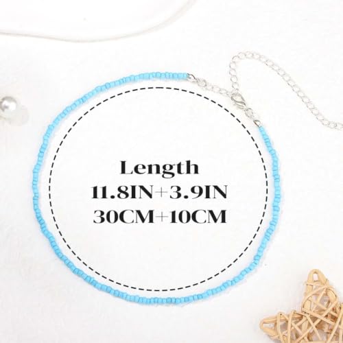 Boho Beaded Choker Necklace Colorful Short Necklaces Summer Beach Necklaces Jewelry for Women - color: Blue