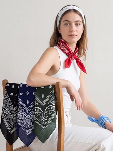 Unittype 48 Pieces Paisley Bandana Novelty Unisex Cowboy Headband Sports Bandannas Scarf Outdoor for Western Party Costume - color: Black,white,red,navy Blue,baby Blue,olive Green, style: Classic