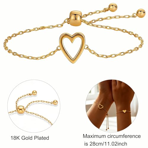Mother Daughter Bracelets 18K Gold Plated for Mothers Day Birthday Friend Gifts, Heart Jewelry Mommy and Me Bracelets for Women, Adjustable Matching Friendship Bracelets