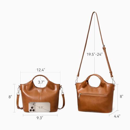 BOSTANTEN Vegan Leather Purses for Women Soft Top Handle Satchel Crossbody Zipper Handbag with Detachable Shoulder Strap - color: Brown