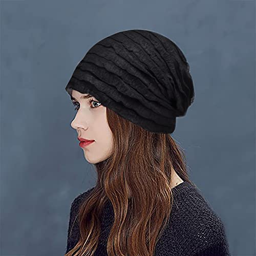XYIYI Womens Chemo Headwear Hats Cotton Slouchy Beanie Cap Scarf - color: 2pcs Blinds Black Pink-bb