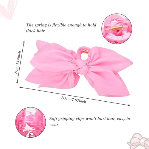 Bow Claw Clips Bow Hair Clips 2PC Big Hair Bows for Women Butterfly Styling Large Hair Clips for Thick Hair for Girls Hair Accessories for Women - color: 2PC-Beige+Pink