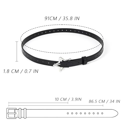 MILAKOO Punk Leather Waist Belt for Women Vintage Accessories for Hippie Skateboarding Enthusiasts - color: K: Black-star