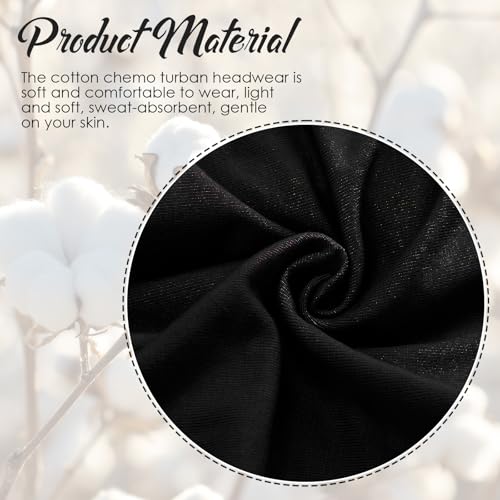 Geyoga Cotton Chemo Headwear Turban for Women Soft Elastic Cancer Hat Cancer Sleep Caps Head Wraps for Women with Hair Loss - color: Black