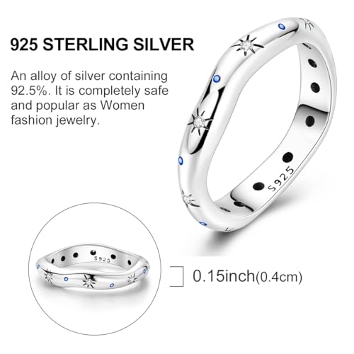 Hapour 925 Sterling Silver Ring for Women,Eternity Gorgeous Rings Stackable Rings for Women as Gifts Ring Size 4-11 - color: B
