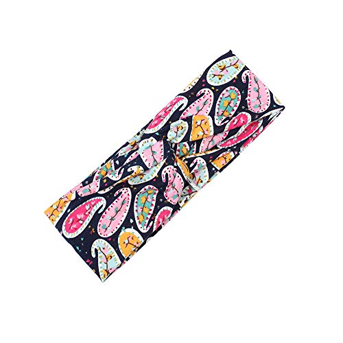 Women's Wide Bandana Headwrap Stretch Yoga Sweatband Turban Criss Cross Head Wrap Twist Head Bands for Women (4 Pack Paisley Printed Style D) - color: 4 Pack Paisley Printed Style D
