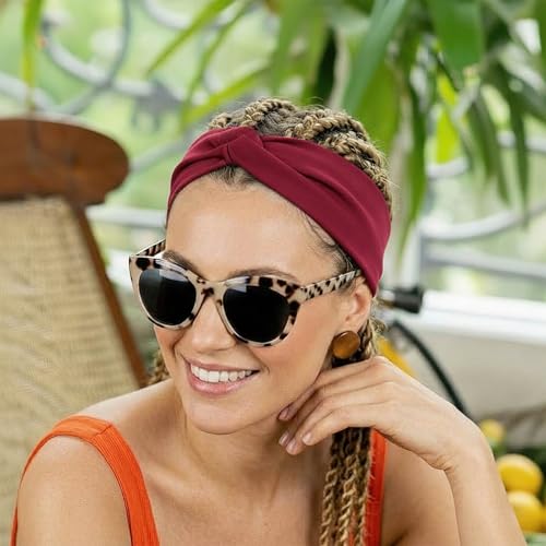 DRESHOW 10 Pack Boho Headbands for Women Vintage Cross Elastic Head Wrap Hair Accessories - color: 10 Pack C: Solid Series I