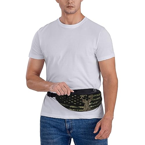 Camo Camouflage American Flag Hunting Deer Fashion Casual Fanny Pack Waist Bag Men Women Adjustable Belt Waist Bag For Travel Hiking Cycling Running Festival Carnival - color: Black1