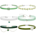Nova&Aria Chokers Set For Women Heart Choker Necklaces Flower Pendant Velvet Cute Pink Turquoise Blue White Black Choker Necklace Christmas Colorful Lace Chokers - color: Green-C