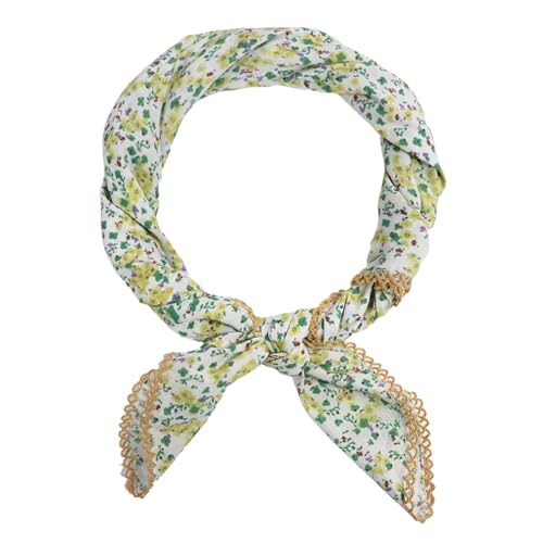 Large Cotton Bandanas for Women, 27 x 27 inch Hair Neck Scarf, Headband Square Scarf - color: Green Yellow in White
