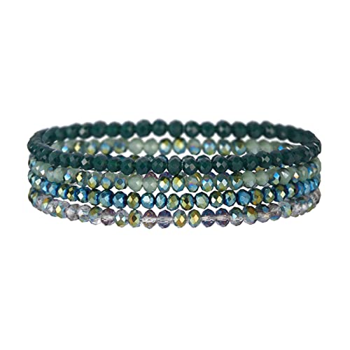 Noessla Beaded Boho Stretch Bracelet Colorful Stackable Crystal Beads Bracelets Trendy Costume Jewelry Mothers Day Gifts for Women - color: Green