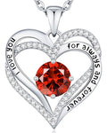 CDE Engraved Forever Love Heart Birthstone Necklace Jewelry Gifts for Women | Hypoallergenic,Nickel-Free & Lead-Free,3 x 3 mm 5A CZ Heart Pendant,Anniversary Christmas Birthday Gift for Girlfriend Wife - color: Birthstone-01/07-Jan/July, style: Rhodium Pl