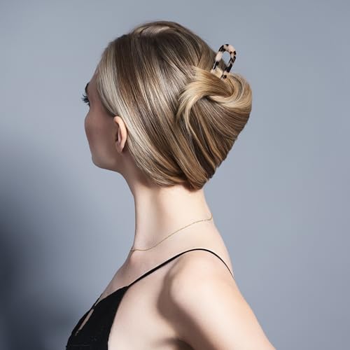 The Hair Edit Sleek Chignon French Pin, Elegant Tortoise Pattern, Hair Accessory for Buns, French Twists & Updos, Lightweight Pin for Effortless Everyday Style, Hair Pin for All Hair Types - color: Tortoise