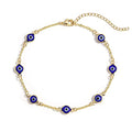 SLOONG Evil Eye Beaded Anklet Bracelets for Women, 14K Gold Plated Ankle Bracelet Jewelry Beach Beads Anklet Set Ankle Bracelets for Women - color: Dark Blue