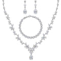 Jewelry Set for Women, Necklace Dangle Earrings Bracelet Set with White AAA Cubic Zirconia, Allergy Free Wedding Party Jewelry for Bridal Bridesmaid - color: Necklace + Earrings + Bracelet